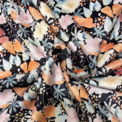 Deadstock Black Fleece with Pastel Floral Print