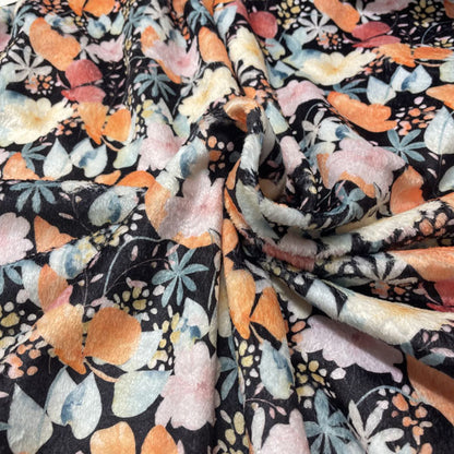 Deadstock Black Fleece with Pastel Floral Print