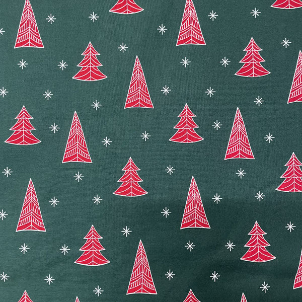 Deadstock Green Geometric Christmas Tree Cotton Fabric