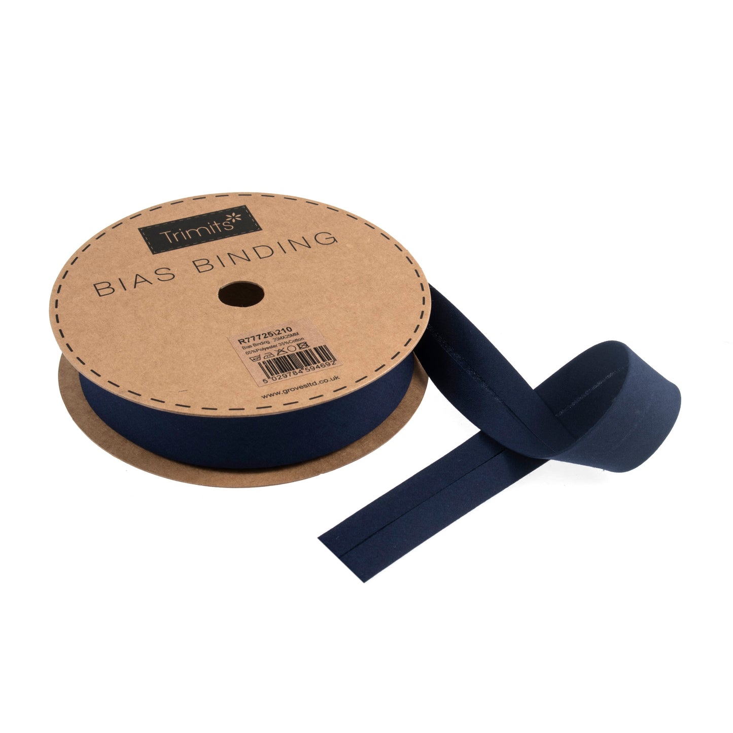 Trim: Bias Binding: Polycotton: 25mm: Navy