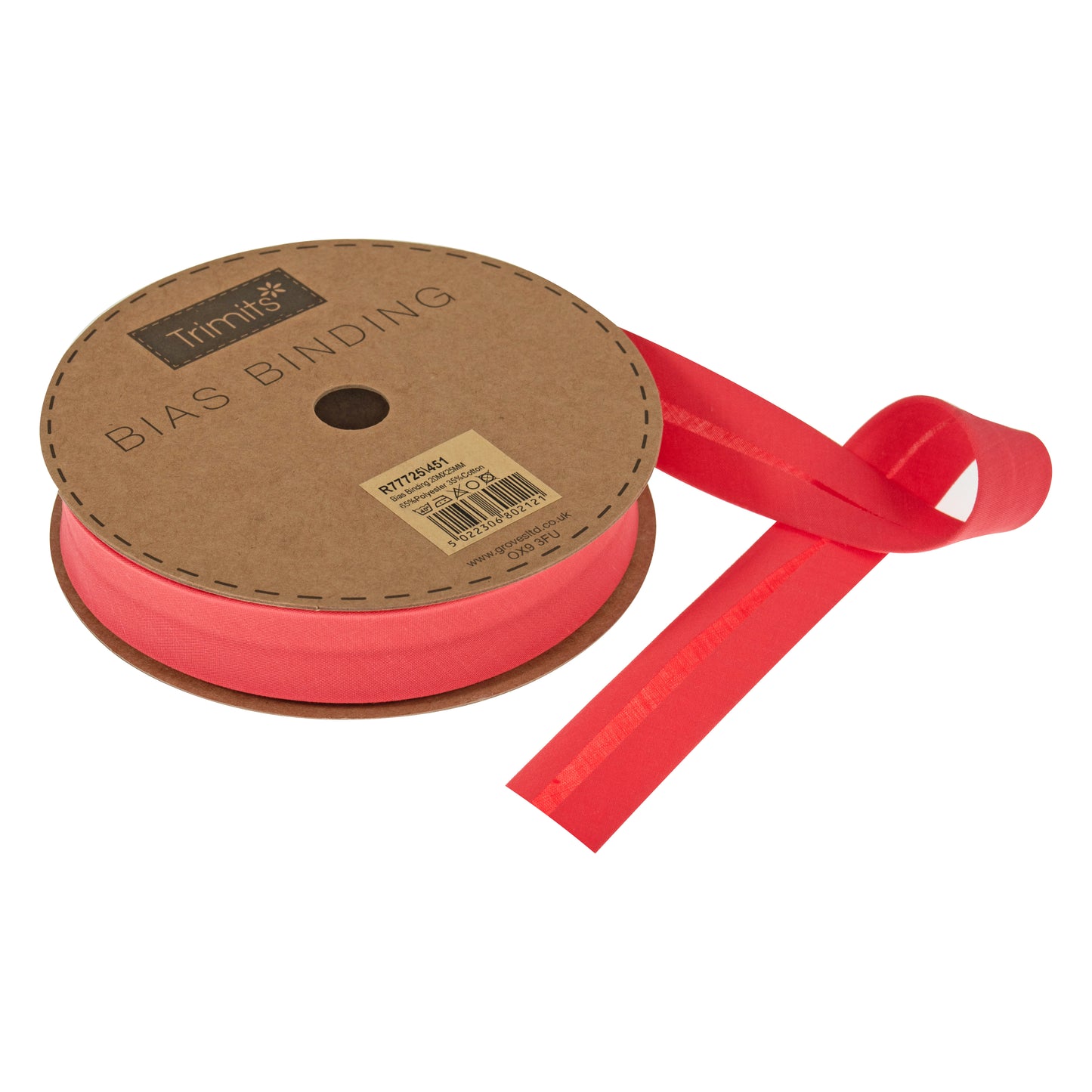 Trim: Bias Binding: Polycotton: 25mm: Cerise