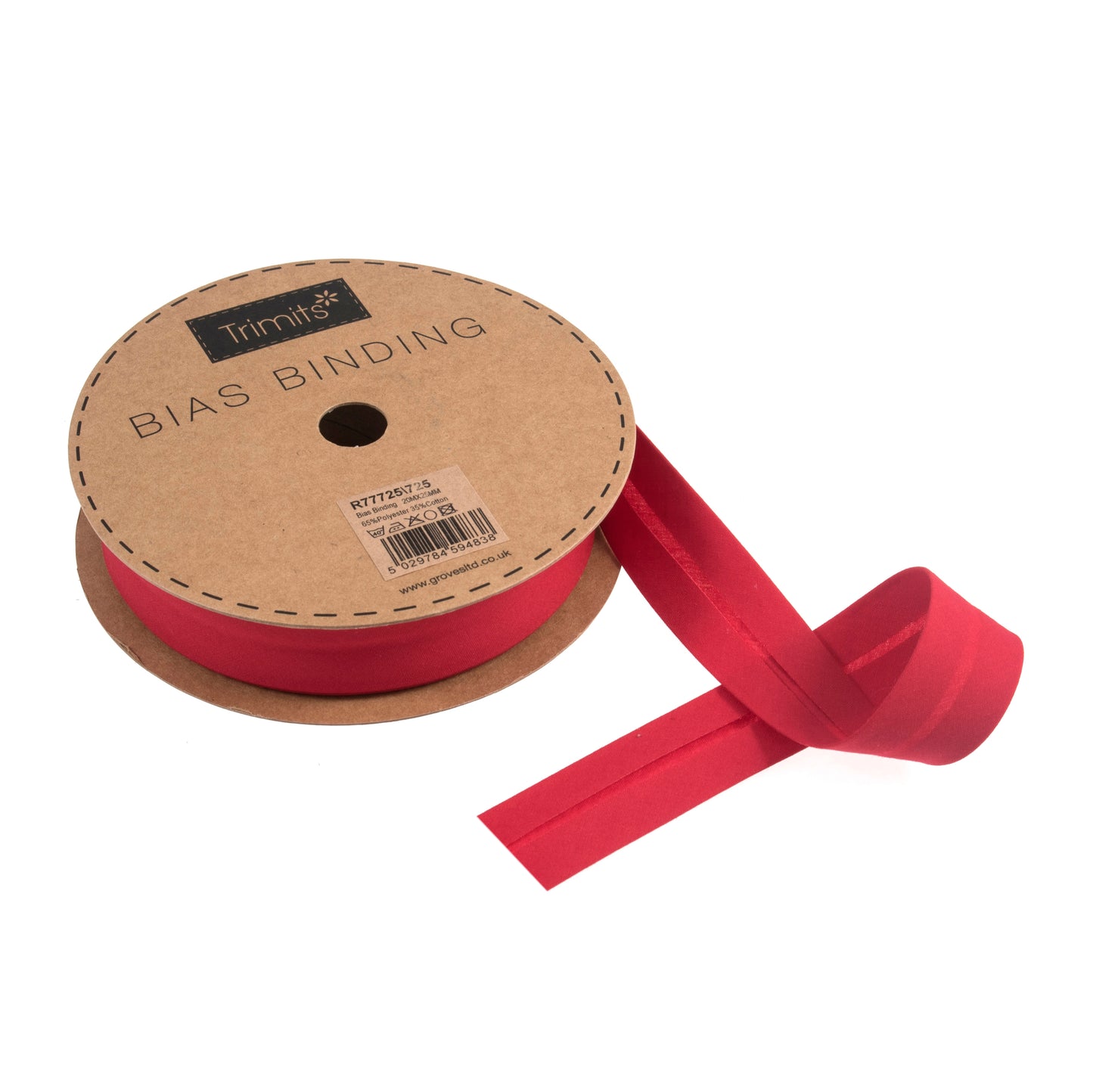 Trim: Bias Binding: Polycotton: 25mm: Red