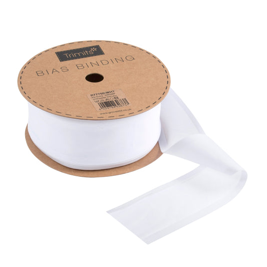 Trim: Bias Binding: Polycotton: 50mm: White