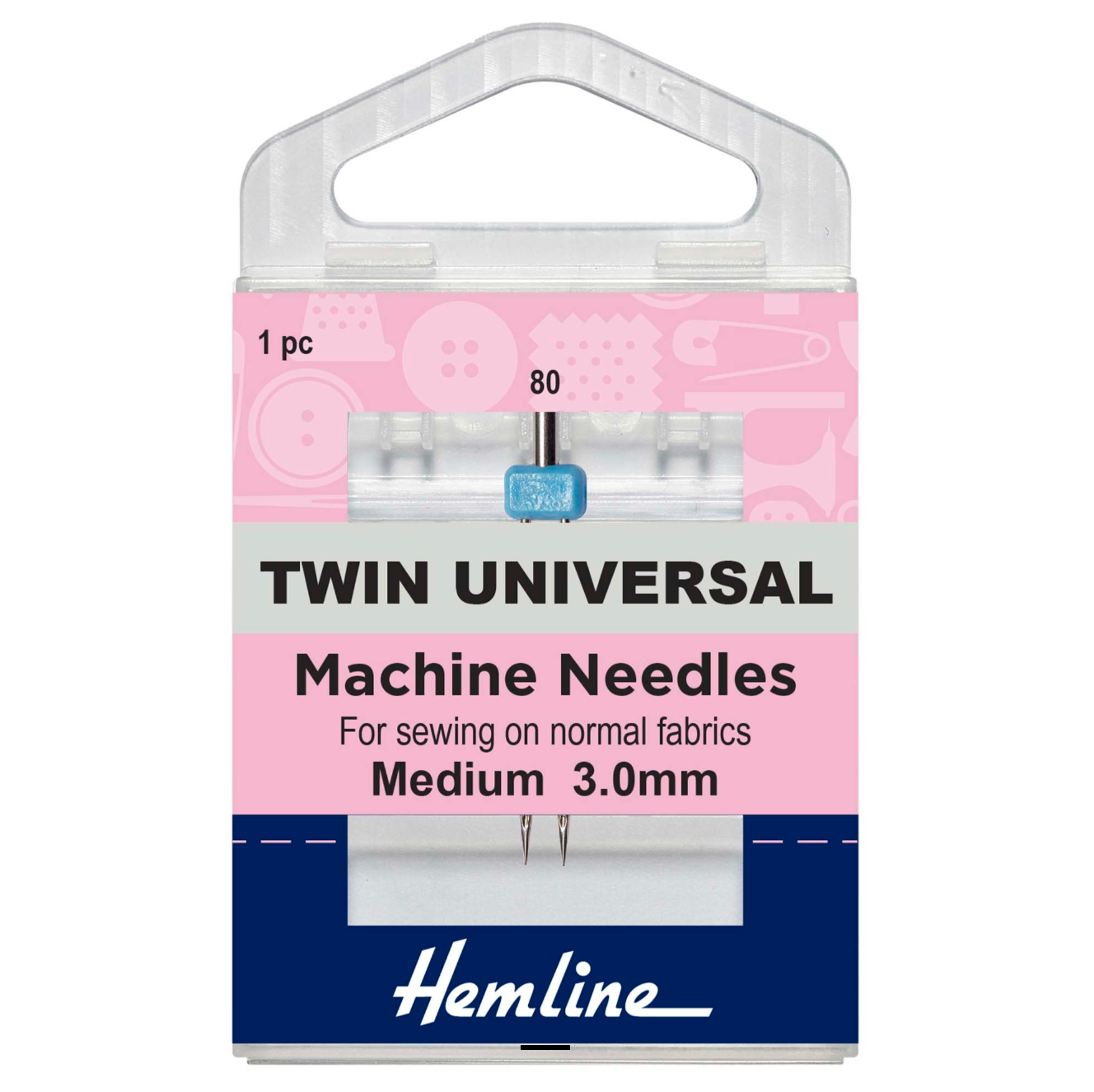 Sewing Machine Needles: Twin Universal: 80(12) 3mm: 1 Piece