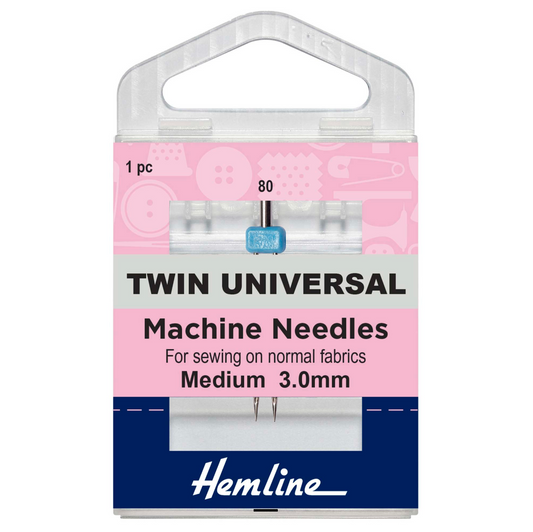 Sewing Machine Needles: Twin Universal: 80(12) 3mm: 1 Piece