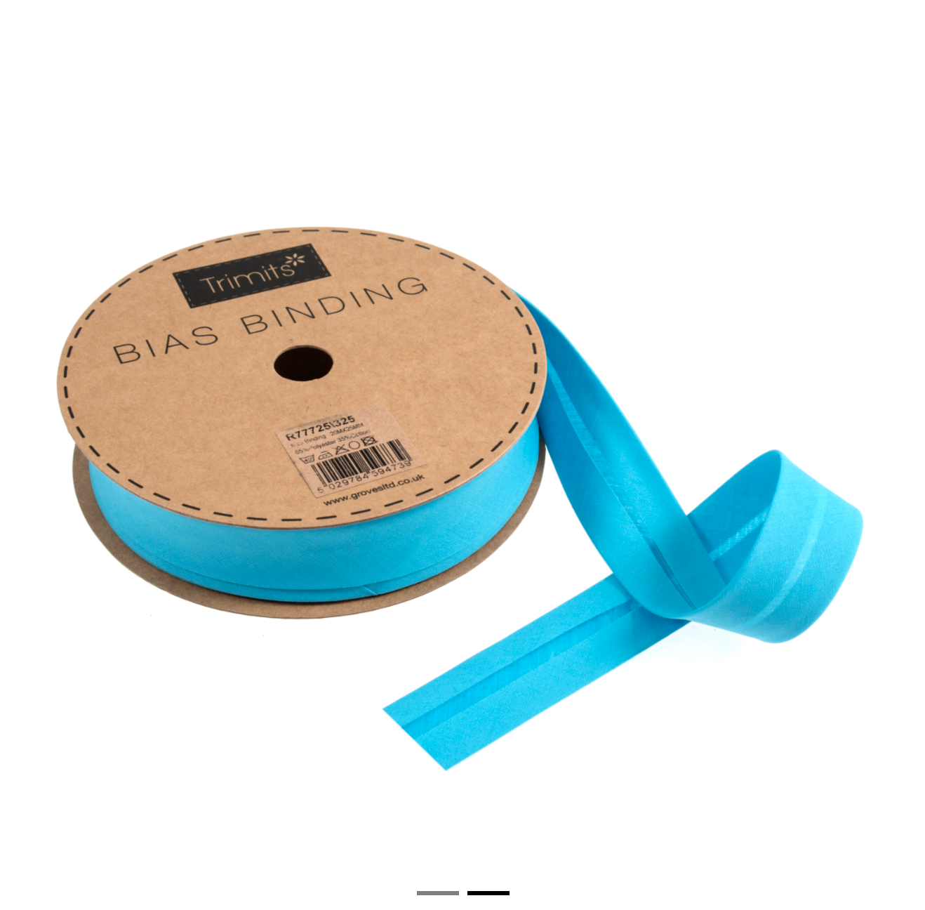 Trim: Bias Binding: Polycotton: 20m x 25mm: Aqua