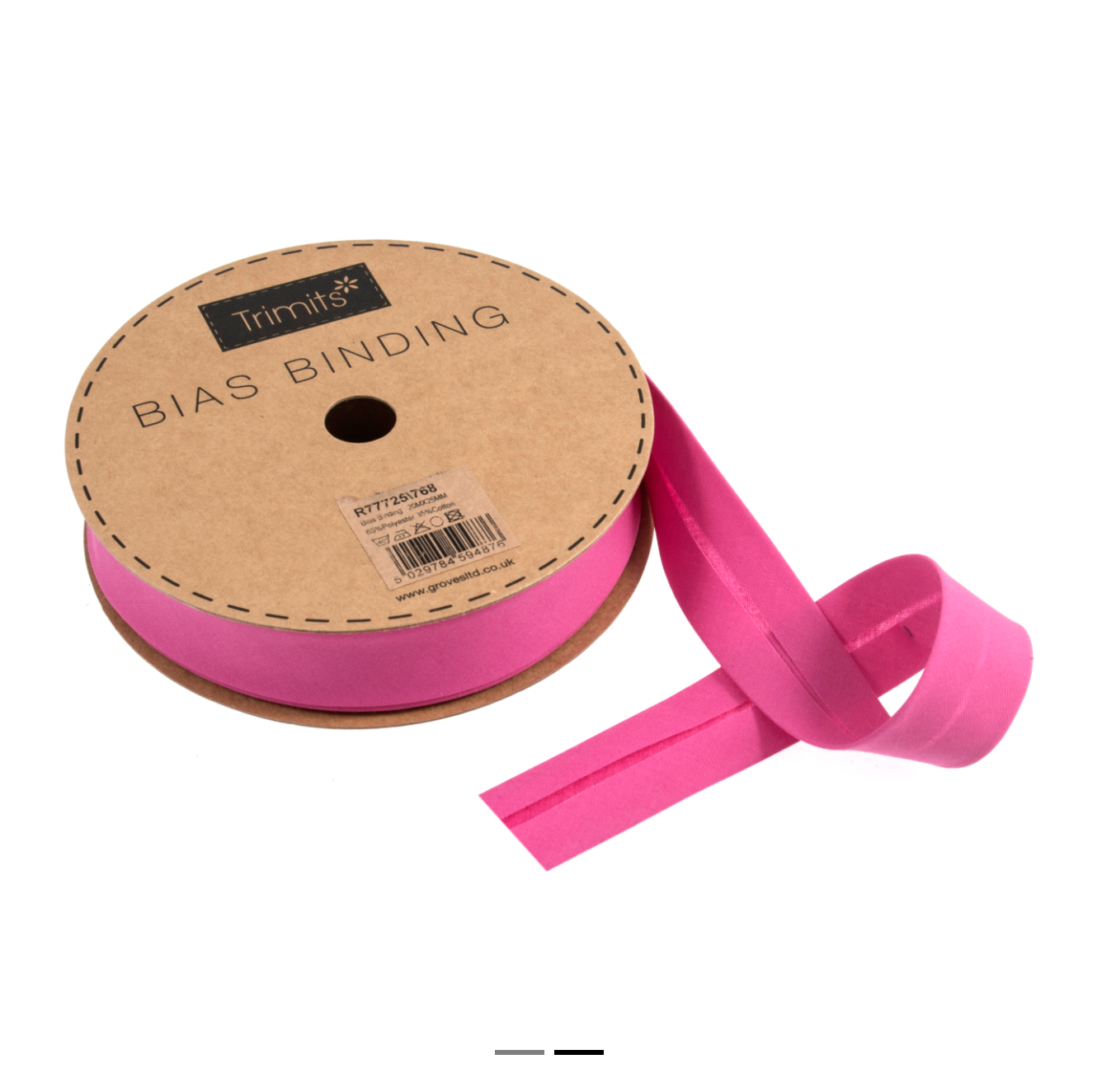 Trim: Bias Binding: Polycotton: 20m x 25mm: Dark Rose