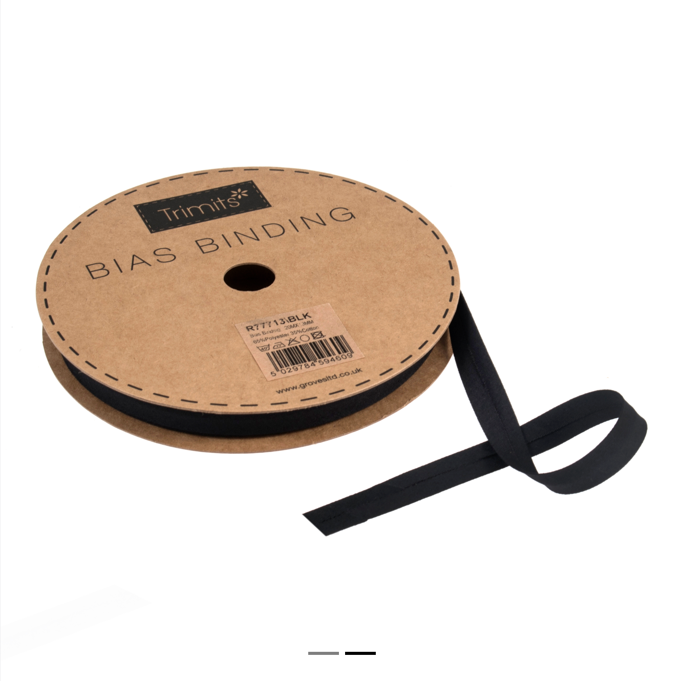 Trim: Bias Binding: Polycotton: 20m x 13mm: Black