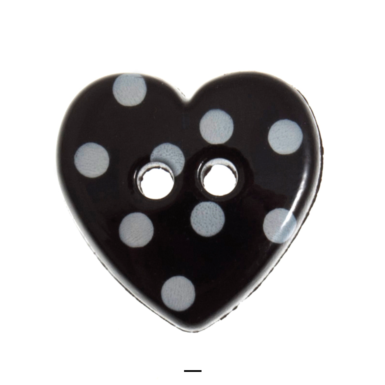 Buttons: Dotty: Heart: 15mm: Black and White