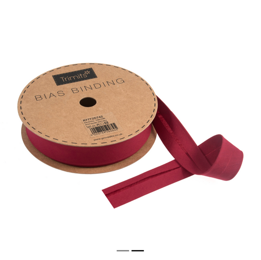 Trim: Bias Binding: Polycotton: 20m x 25mm: Scarlet