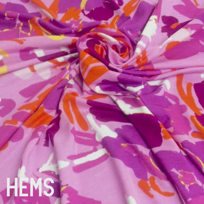Pink & Orange Floral Jersey Deadstock Fabric