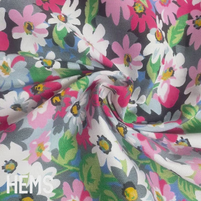 Pink Floral Cotton Canvas Deadstock Fabric