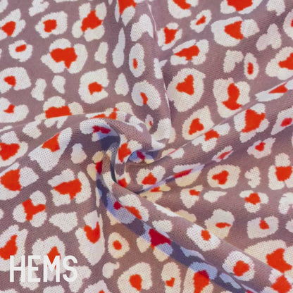 Red & Pink Leopard Print Knit Jersey Deadstock Fabric