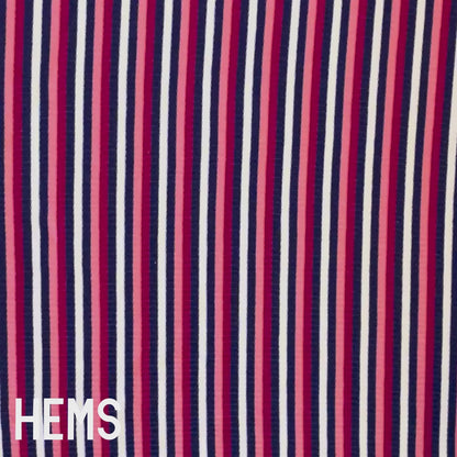 Pink & Purple Stripe Ribbed Knit Deadstock Fabric