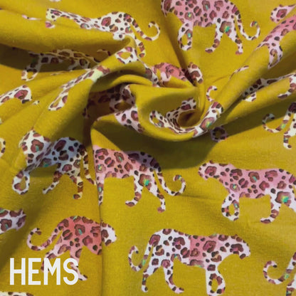 Mustard Leopard Print Jersey Deadstock Fabric