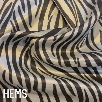 *FLAWED* Black & White Zebra Satin Deadstock Fabric