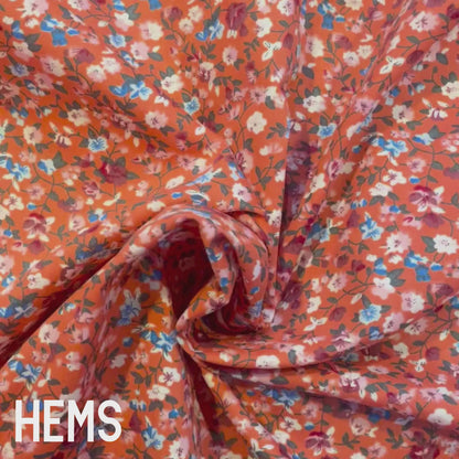 Blush Pink Floral Cotton Poplin Deadstock Fabric