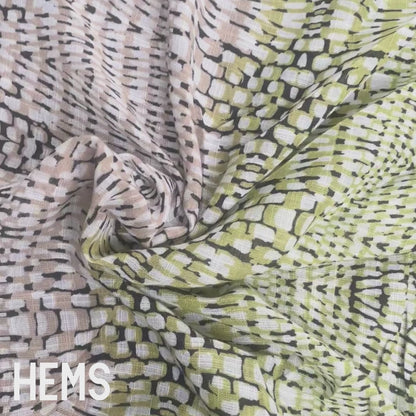Green Snake Print Linen Mix Deadstock Fabric
