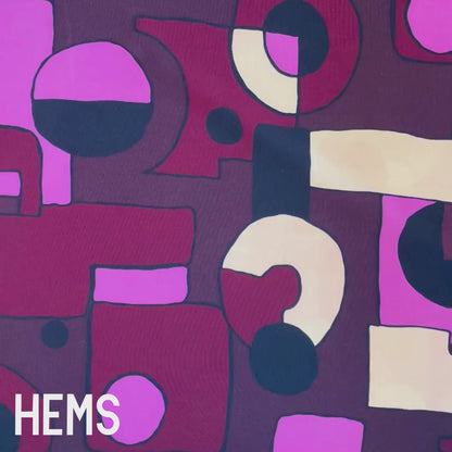 Purple & Pink Geometric Peachskin Deadstock Fabric